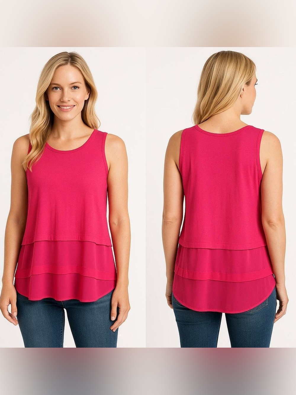 Michael Kors Hot Pink Layered Sleeveless Tank